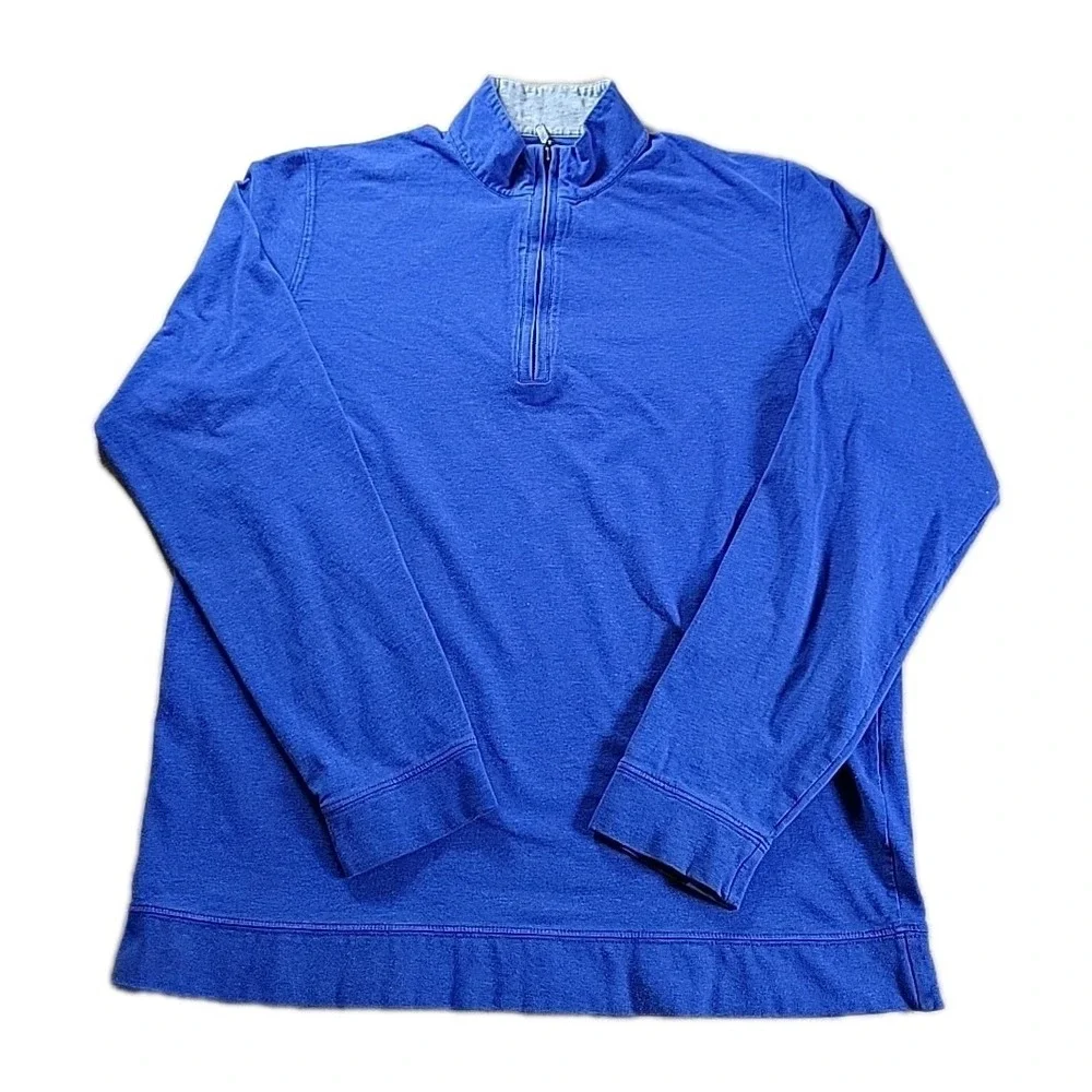 J McLaughlin 1/4 Zip Pullover Mens‎ MEDIUM Blue Cotton Stretch Golf Preppy